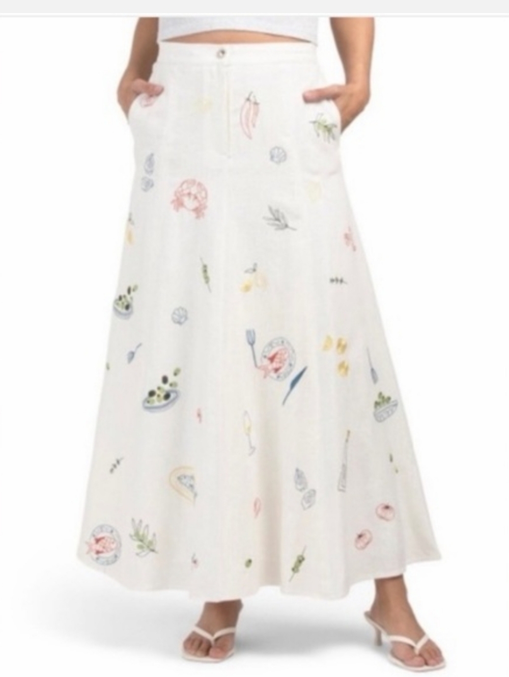 Caroline Constas White Dolce Vita Linen Blend Skirt